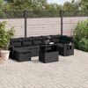 vidaXL Garden Sofa Set Black PE rattan, Powder-coated steel Large
