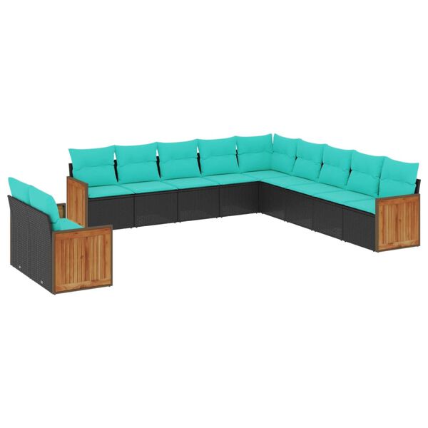 vidaXL Patio Sofa Set Black, Blue
