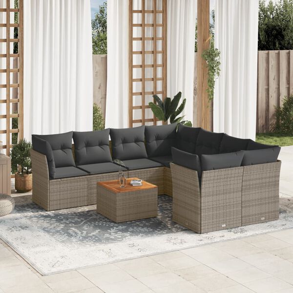 vidaXL Garden Sofa Set Grey PE Rattan Extra Large Modular