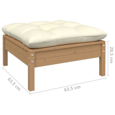 vidaXL 2-Seater Patio Sofa with Cream Cushions Solid Pinewood