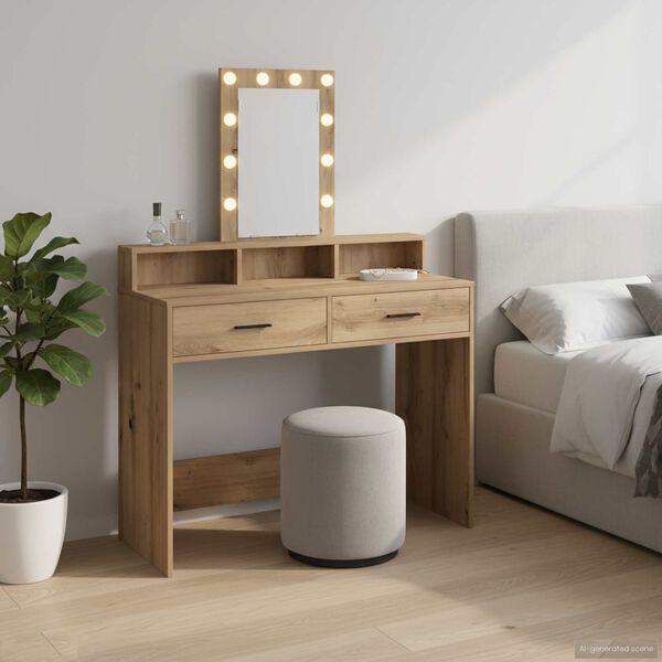 vidaXL Dressing Table Brown 39.37 x 16.14 x 55.12 in Engineered Wood