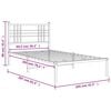 vidaXL Bed Frame White Powder-Coated Steel Twin Durable Bed Frame