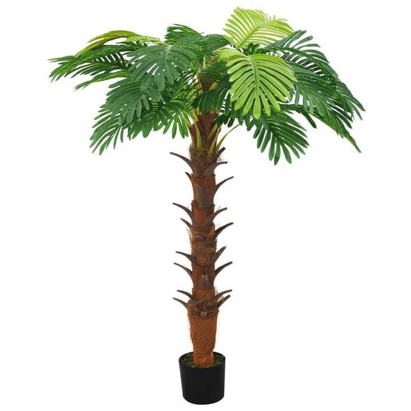 vidaXL Artificial Cycas Palm Green Plastic, Solid wood Large