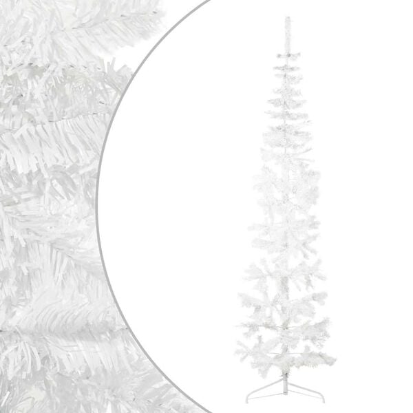vidaXL Artificial Half Christmas Tree White PVC 82.7 in Tall