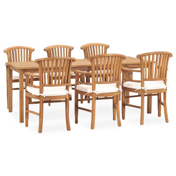 vidaXL 7 Piece Patio Dining Set with Cushions Solid Teak Wood