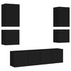 vidaXL TV Wall Unit Black Engineered Wood Medium TV Wall Unit