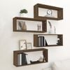 vidaXL Wall Cube Shelf Set of 4 Brown Oak Engineered Wood Medium