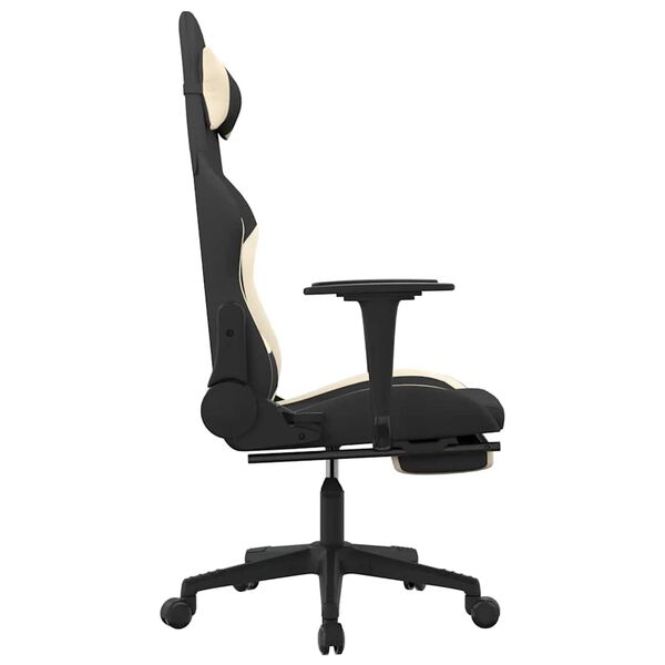 vidaXL Gaming Chair Black and Cream Fabric (100% polyester), Metal, Plywood