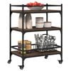 vidaXL Kitchen Trolley Brown Oak 25.6"x15.7"x34.1" Engineered Wood