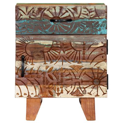 vidaXL Hand Carved Bedside Cabinet 15.7"x11.8"x19.7" Solid Reclaimed Wood
