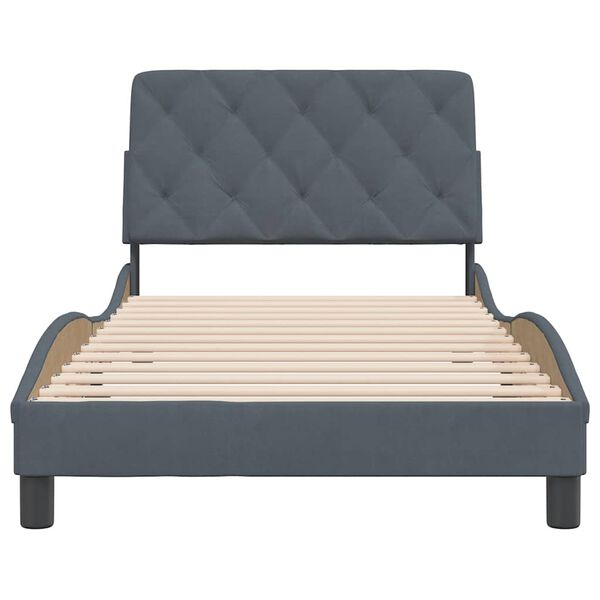 vidaXL Bed Frame Dark Grey Velvet Twin Bed Frame Rectangular Modern