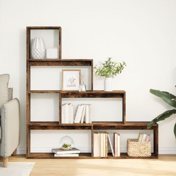 vidaXL Room Divider Bookcase Smoked Oak Engineered Wood
