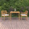 vidaXL 3 Piece Patio Dining Set with Cushions Solid Teak Wood