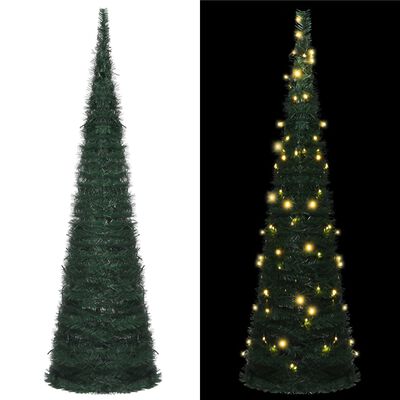 vidaXL Pop-up String Artificial Christmas Tree with LED Green 5 ft