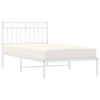 vidaXL Bed Frame White Steel Twin Bed Frame Rectangular Modern