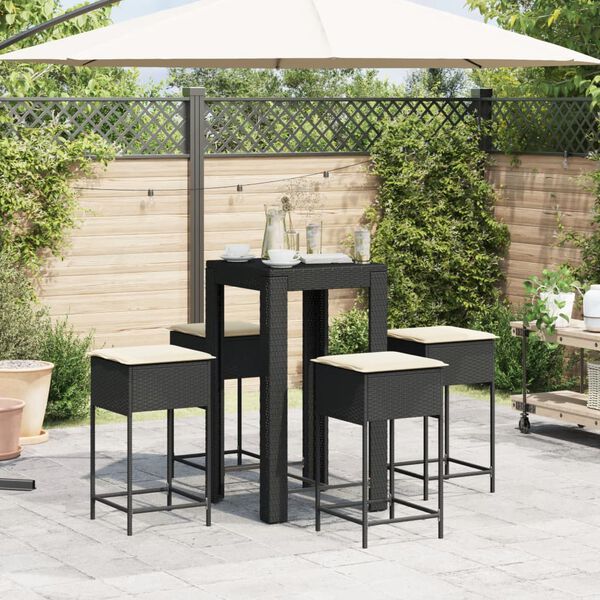 vidaXL Garden Bar Set Black, Cream White
