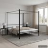 vidaXL Bed Frame Black Powder-Coated Metal Double Bed Durable