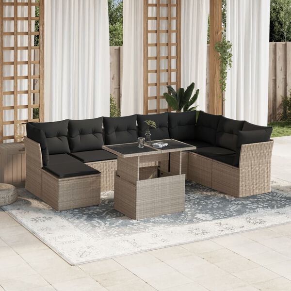 vidaXL Garden Sofa Set Light grey
