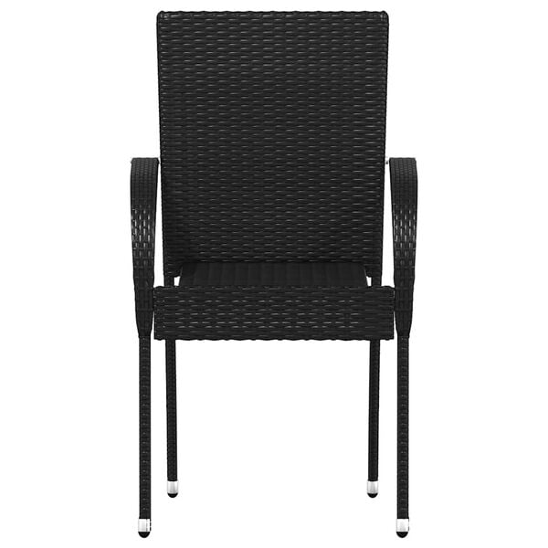 vidaXL Dining Chair Set of 4 Black PE rattan, powder-coated steel