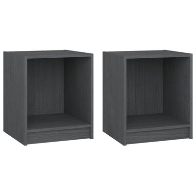 vidaXL Bedside Cabinets 2 pcs Gray 14"x13.2"x16.3" Solid Wood Pine