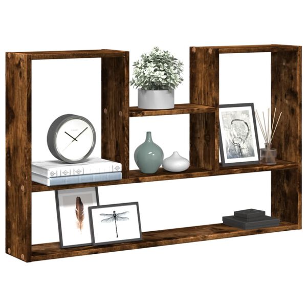 vidaXL Wall Shelf Smoked Oak 39.0x5.9x23.6" Engineered Wood