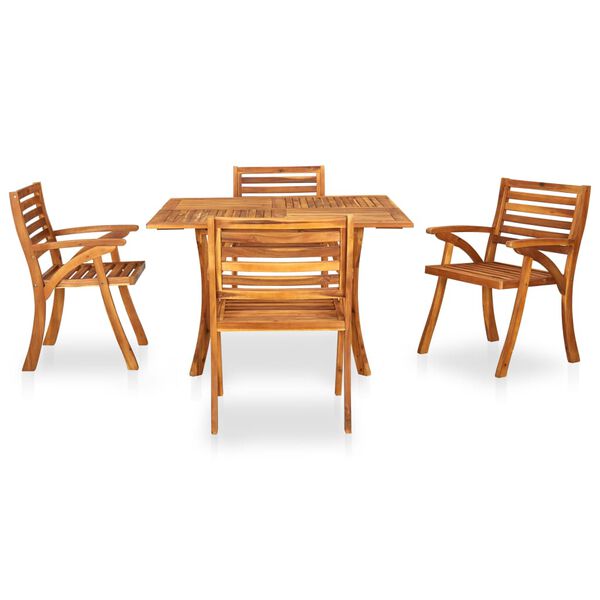 vidaXL 5 Piece Garden Dining Set 47.2" x 47.2" Solid Acacia Wood