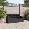 vidaXL Garden Sofa Set Black PE rattan Large Adjustable Feet
