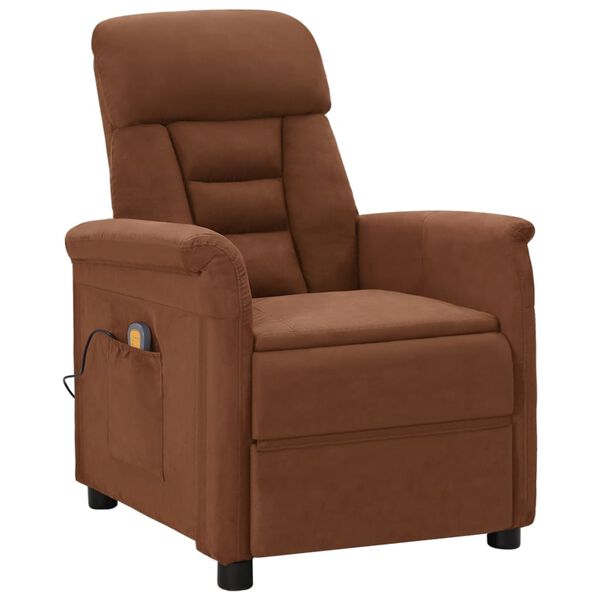 vidaXL Electric Massage Recliner Brown Faux Leather