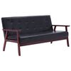 vidaXL Sofa Set Black Faux Leather, Wood