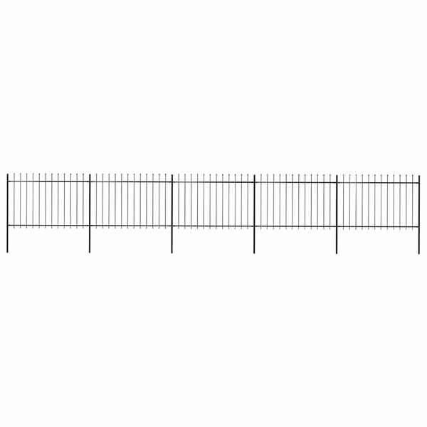 vidaXL Garden Fence with Spear Top Steel 351.3"x47.2" Black