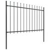 vidaXL Garden Fence with Spear Top Steel 491.3"x47.2" Black