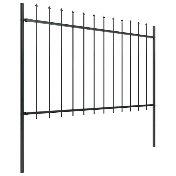 vidaXL Garden Fence with Spear Top Steel 491.3"x47.2" Black
