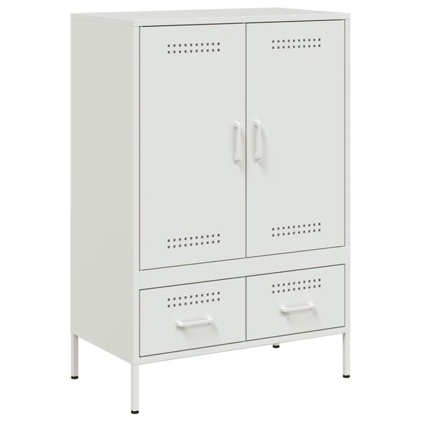 vidaXL Highboard White Cold-rolled steel Medium Adjustable Feet
