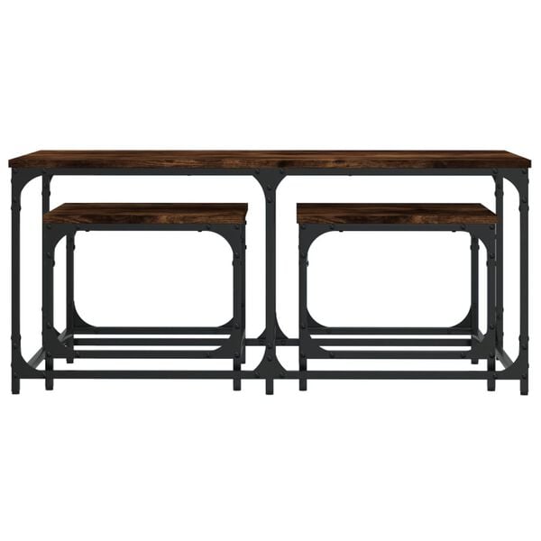 vidaXL Nesting Coffee Table Set of 3 Smoked Oak Engineered Wood