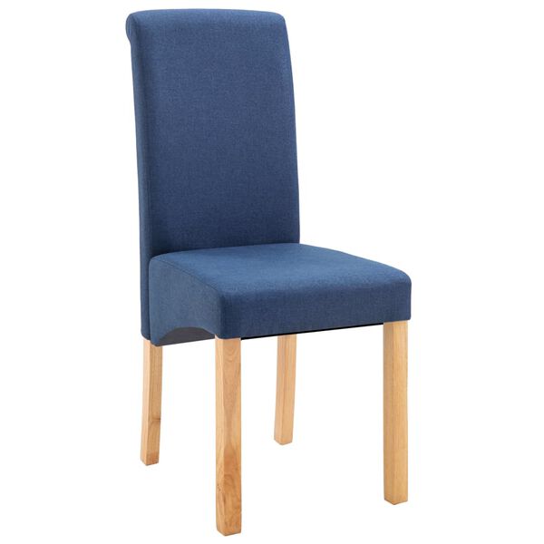 vidaXL Dining Chair Set of 4 Blue Fabric and wood Medium Ergonomic