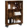 vidaXL Narrow Storage Cart Smoked Oak Engineered Wood 18.9 x 5.1 x 26.8 in