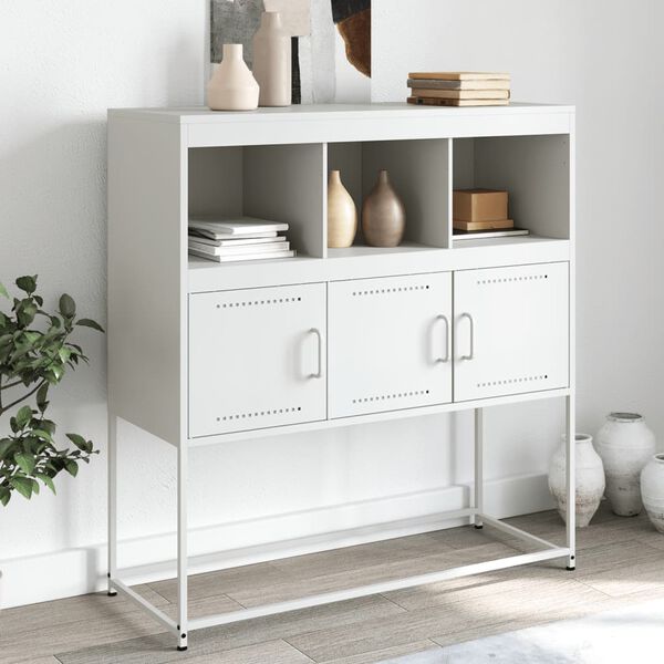 vidaXL Sideboard White Cold-rolled steel Medium Sideboard Rectangular