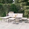 vidaXL 6 Piece Patio Lounge Set with Cushions Poly Rattan Grey
