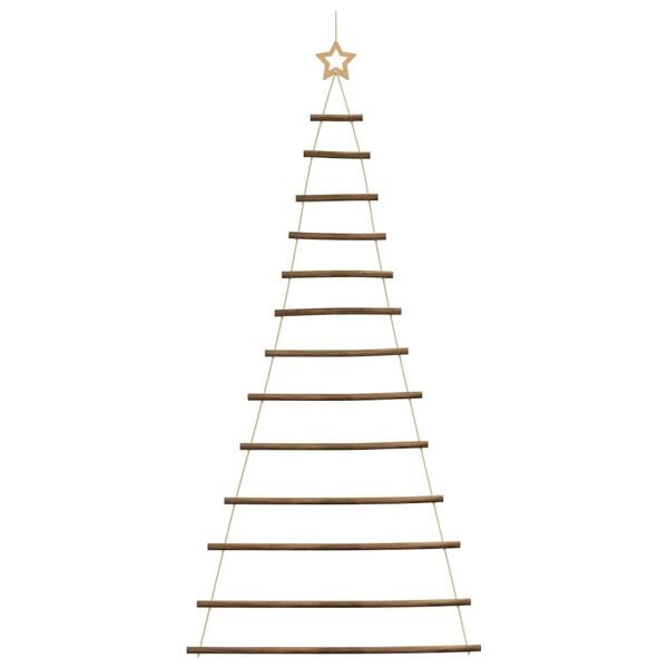 vidaXL&nbsp;Hanging Christmas Tree with Top Star 33.9x70.9" Natural Branch