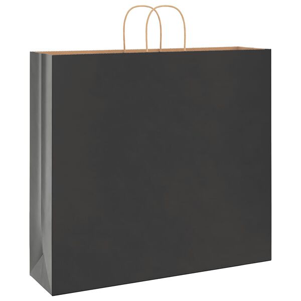 vidaXL Paper Bags 250 pcs with Handles Black 54x15x49 cm