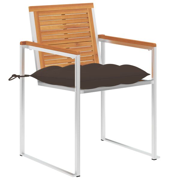 vidaXL Patio Chairs with Cushions 2 pcs Solid Acacia Wood and Steel