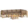 vidaXL Garden Lounge Set Taupe Bamboo and Polyester Medium Modular