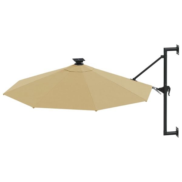 vidaXL Garden Parasol Taupe Polyester Large Adjustable Armrests