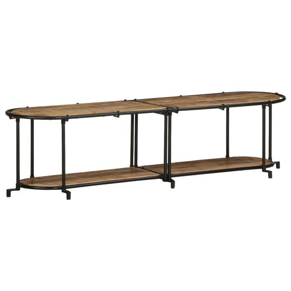 vidaXL TV Cabinet Brown and black Solid rough mango wood, iron Large