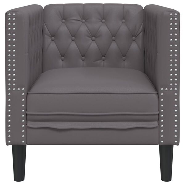 vidaXL Chesterfield Sofa Chair Grey Faux leather, plywood, solid wood