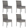 vidaXL Dining Set Grey and Black Poly rattan, Powder-Coated Steel, Glass