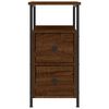 vidaXL Bedside Cabinet Set of 2 Brown Oak Engineered Wood, Iron Compact