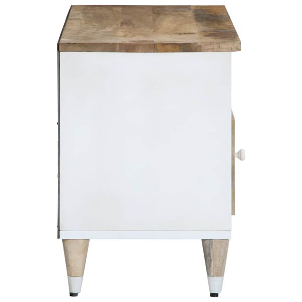 vidaXL TV Cabinet Mango natural with white paint Solid mango wood