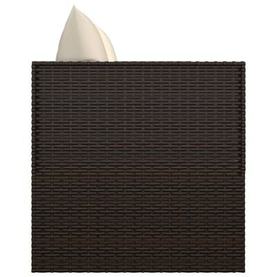 Top-down view of dark brown wicker coffee table/storage unit
