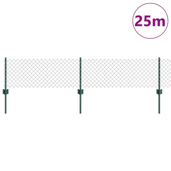 vidaXL Fence with Post Green 1.31 x 82.02 ft Steel and PVC